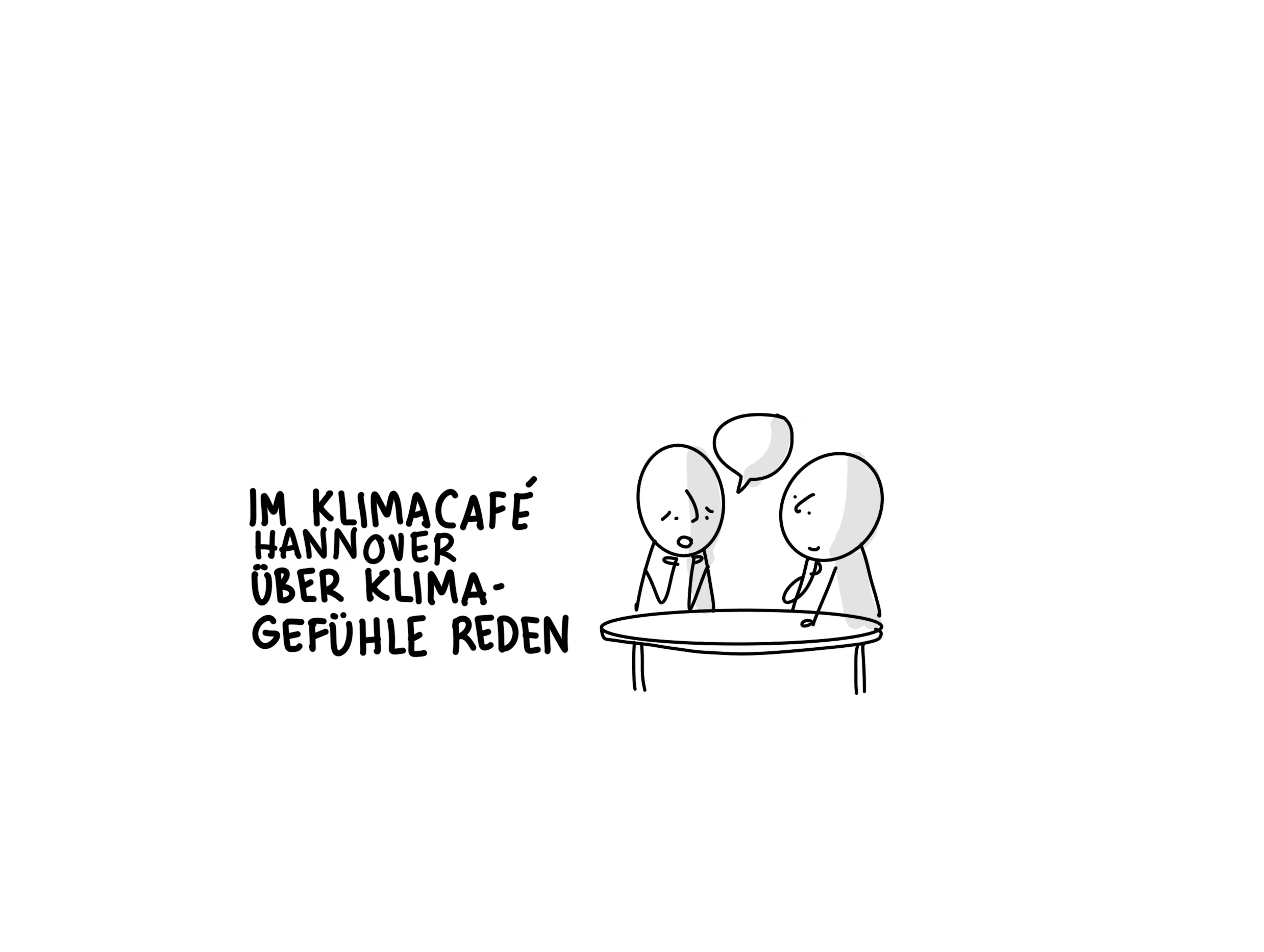 Sketchnote mit Text "Im Klimacafe Hannover über Klimagefühle reden"